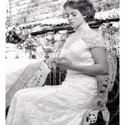 Ta Mill Wedding Venue, Launceston, Cornwall. Dress from Coastal Bridal, Hair by Avril at Ladies & Gentlemen, Pippa's vintage.  October.